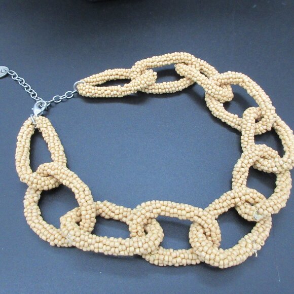 Nia Jewelry - Vintage Rare Nia Cream Beaded Chain Link Necklace